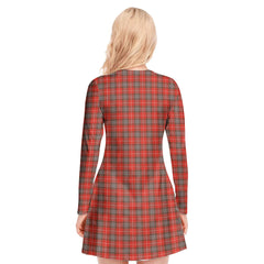 Fraser Weathered Tartan Crest V-neck Long Sleeve Dress
