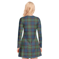 Nicolson Hunting Ancient Tartan Crest V-neck Long Sleeve Dress