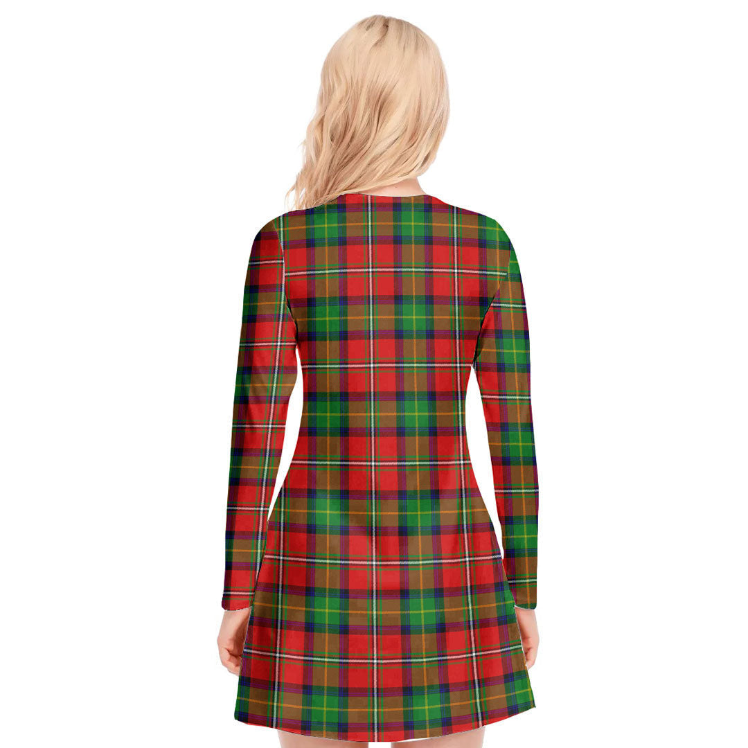 Boyd Modern Tartan Plaid V-neck Long Sleeve Dress