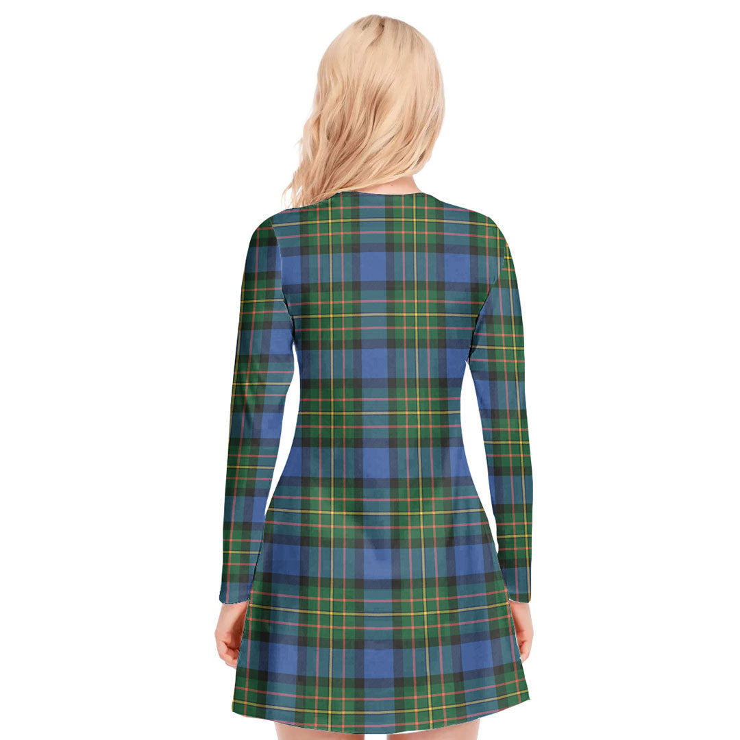 MacLaren Ancient Tartan Plaid V-neck Long Sleeve Dress