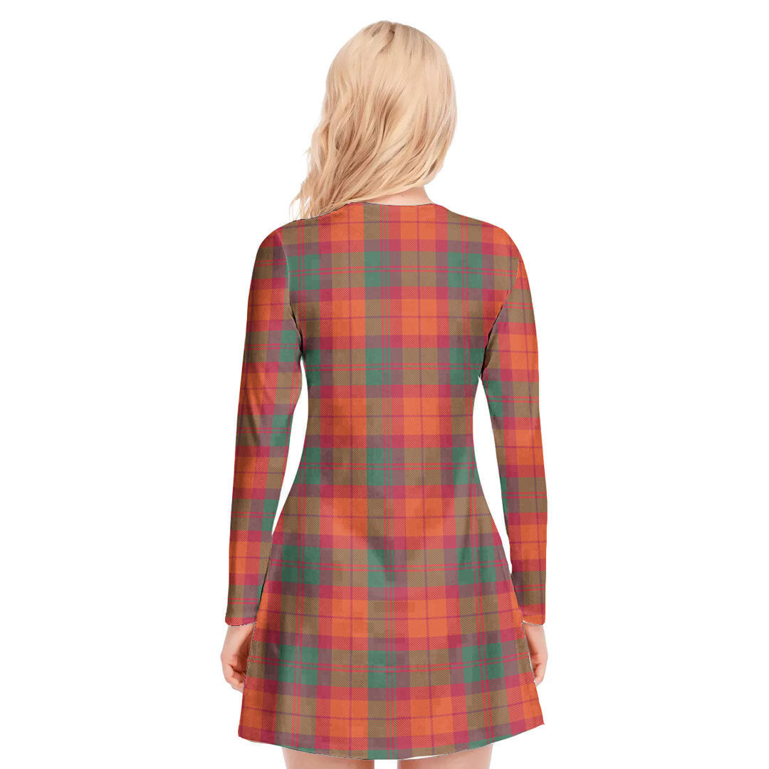 MacNab Ancient Tartan Crest V-neck Long Sleeve Dress