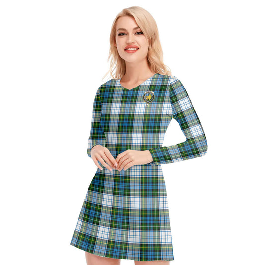 Campbell Dress Tartan Crest V-neck Long Sleeve Dress