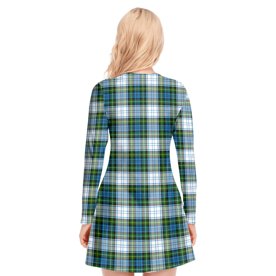 Campbell Dress Tartan Crest V-neck Long Sleeve Dress