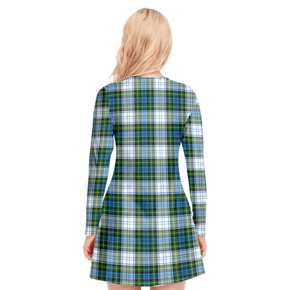 Campbell Dress Tartan Crest V-neck Long Sleeve Dress