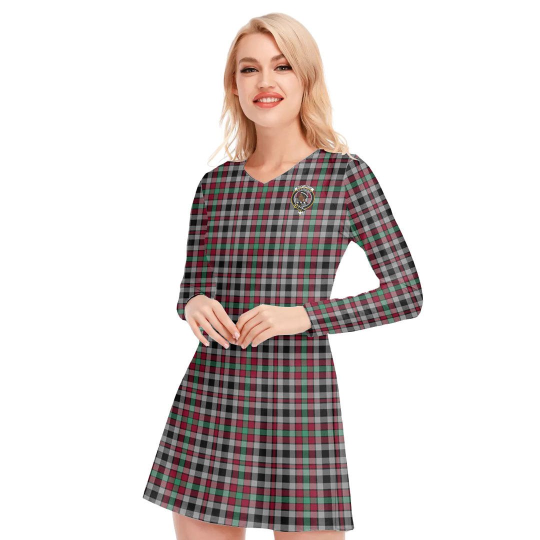 Borthwick Ancient Tartan Crest V-neck Long Sleeve Dress