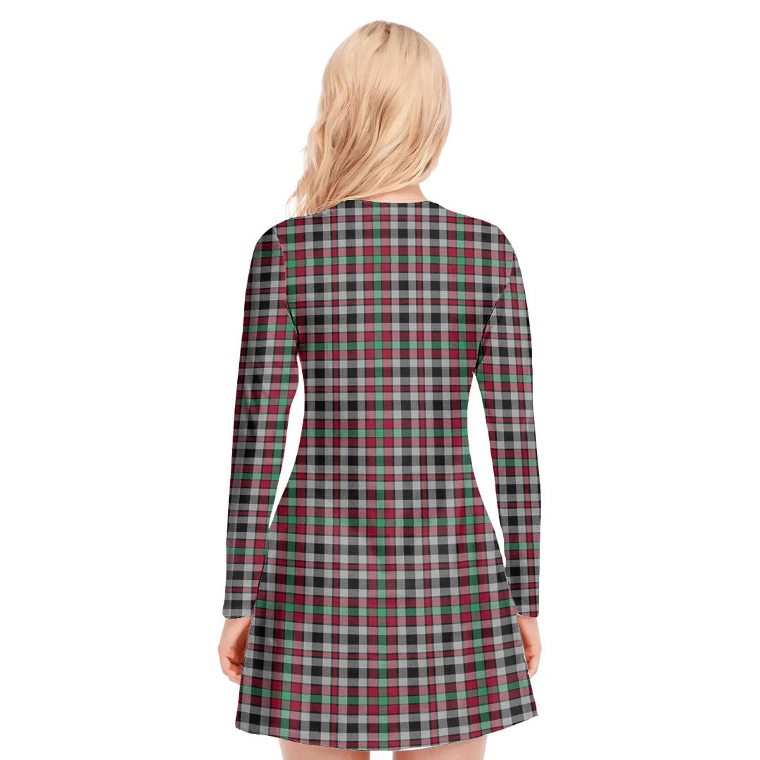 Borthwick Ancient Tartan Crest V-neck Long Sleeve Dress