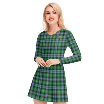 Arbuthnot Ancient Tartan Crest V-neck Long Sleeve Dress