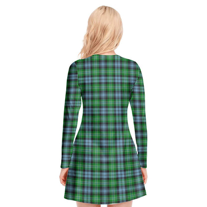 Arbuthnot Ancient Tartan Crest V-neck Long Sleeve Dress