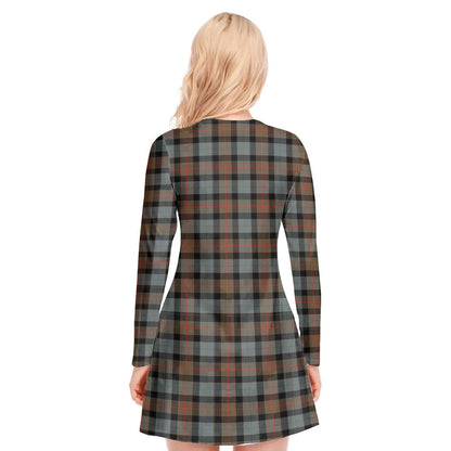 Gunn Weathered Tartan Crest V-neck Long Sleeve Dress