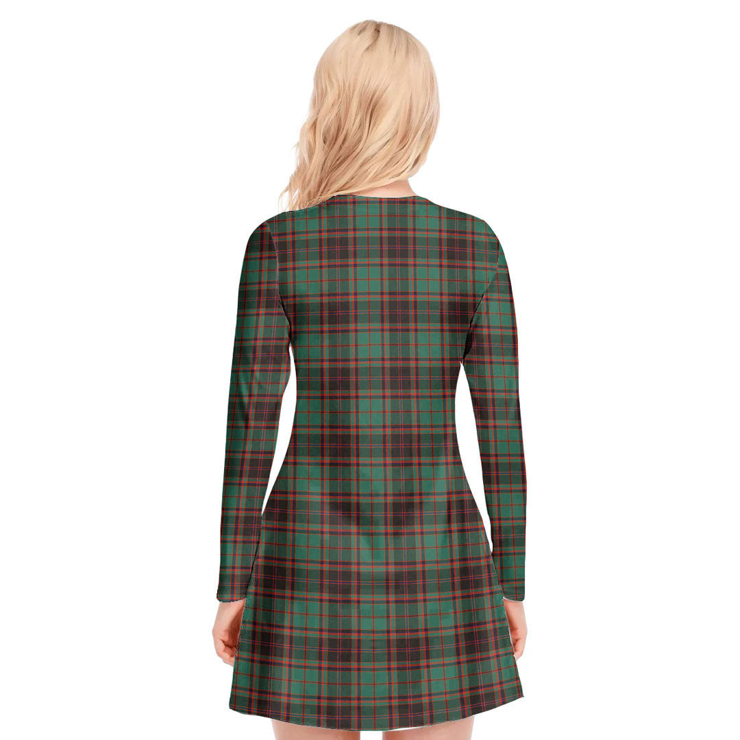 Buchan Ancient Tartan Crest V-neck Long Sleeve Dress