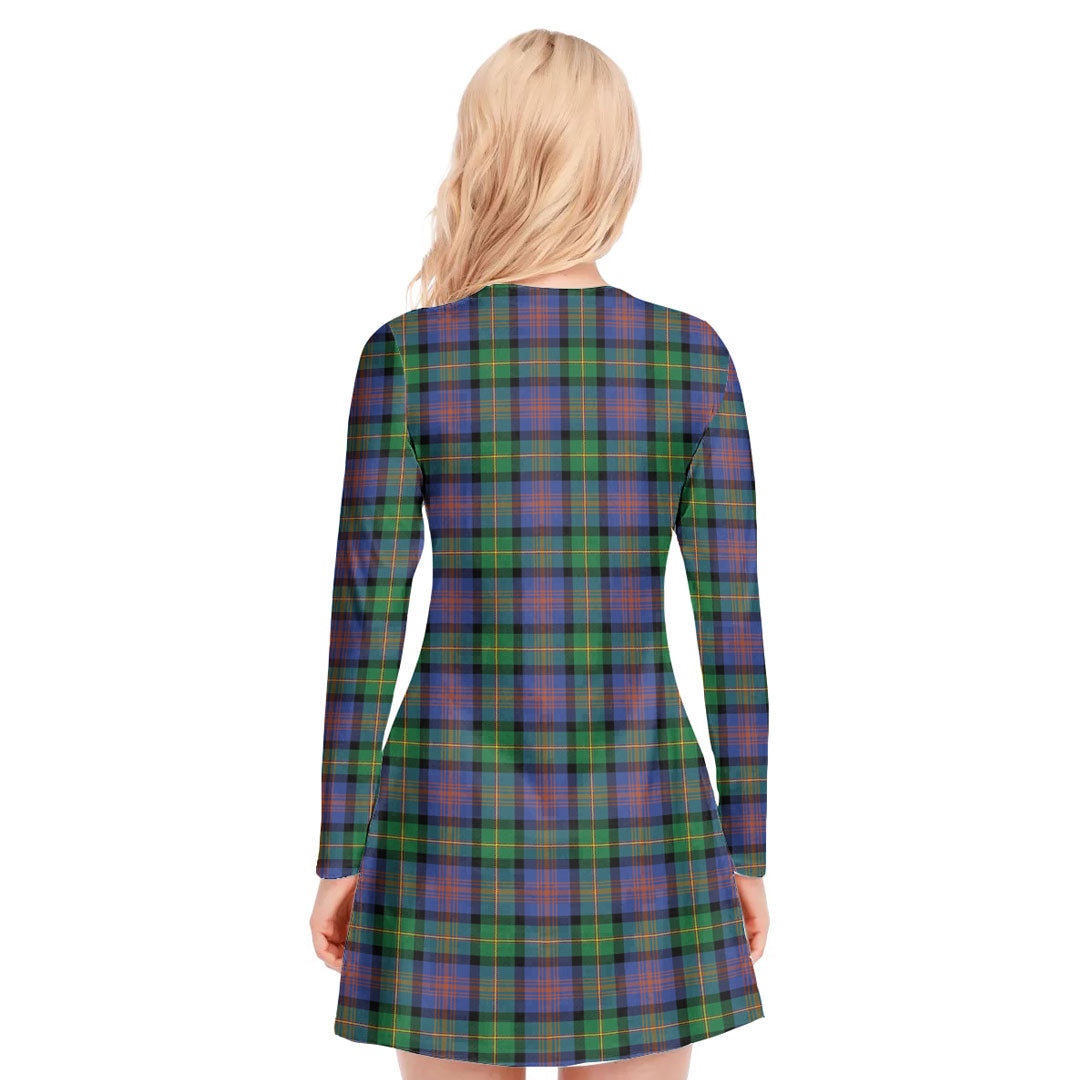 Logan Ancient Tartan Crest V-neck Long Sleeve Dress