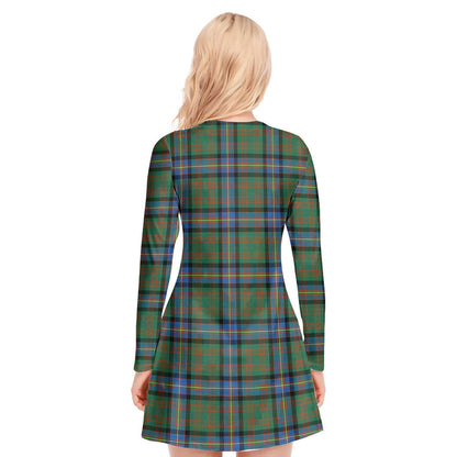 Cochrane Ancient Tartan Crest V-neck Long Sleeve Dress