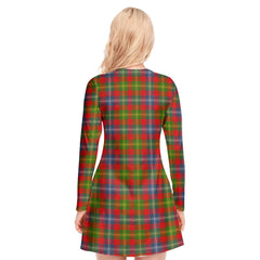 Forrester Tartan Crest V-neck Long Sleeve Dress