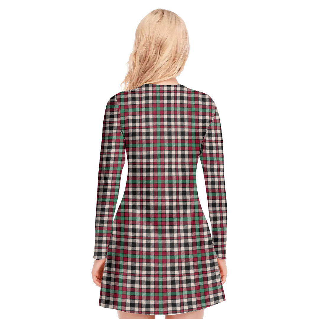 Borthwick Dress Ancient Tartan Crest V-neck Long Sleeve Dress