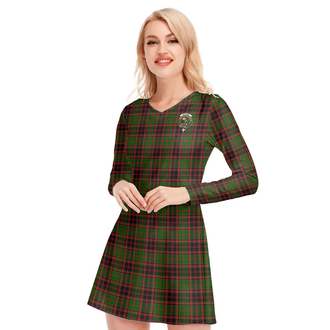 Buchan Modern Tartan Crest V-neck Long Sleeve Dress