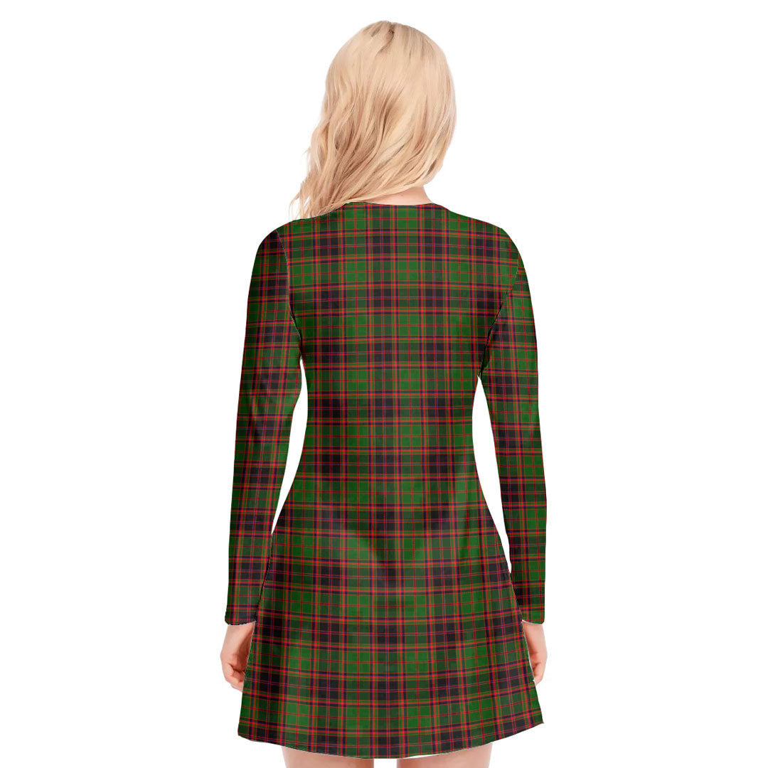 Buchan Modern Tartan Crest V-neck Long Sleeve Dress