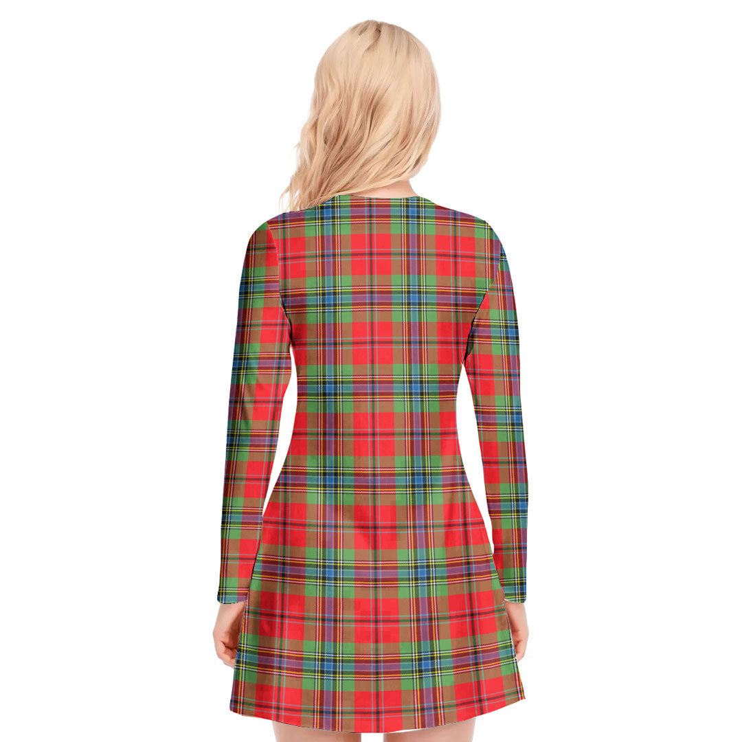 MacLean of Duart Modern Tartan Crest V-neck Long Sleeve Dress