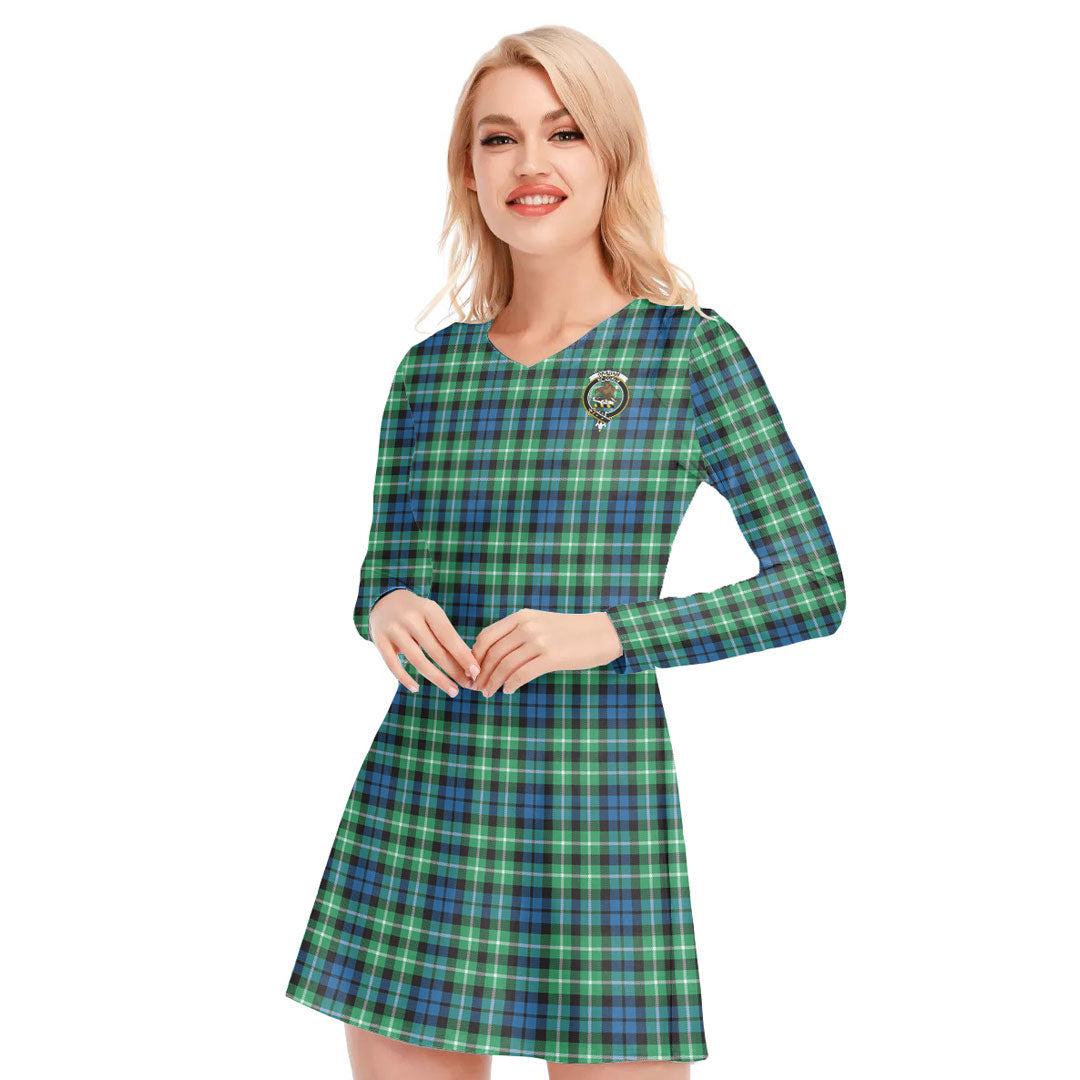 Graham of Montrose Ancient Tartan Crest V-neck Long Sleeve Dress