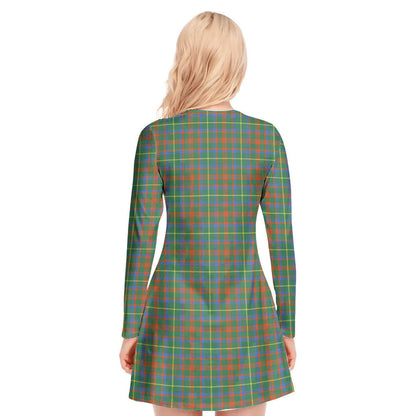 MacKintosh Hunting Ancient Tartan Crest V-neck Long Sleeve Dress