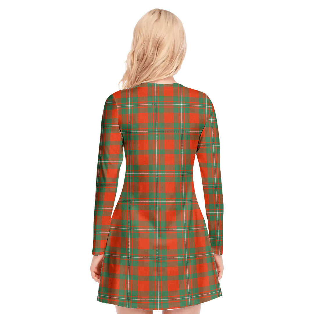 MacGregor Ancient Tartan Crest V-neck Long Sleeve Dress