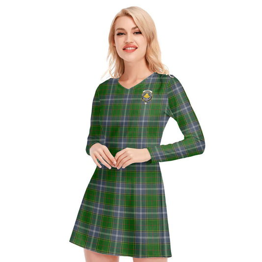 Pringle Tartan Crest V-neck Long Sleeve Dress