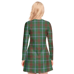 Gayre Tartan Plaid V-neck Long Sleeve Dress