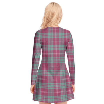 Crawford Ancient Tartan Plaid V-neck Long Sleeve Dress