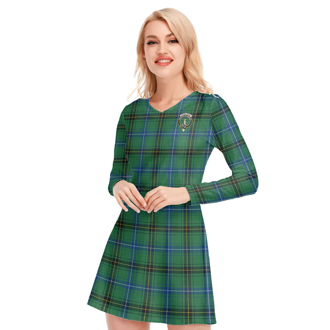 Henderson Ancient Tartan Crest V-neck Long Sleeve Dress