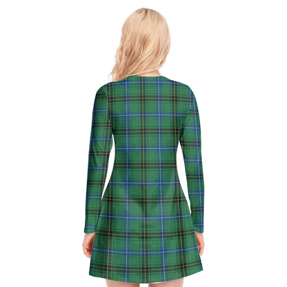 Henderson Ancient Tartan Crest V-neck Long Sleeve Dress