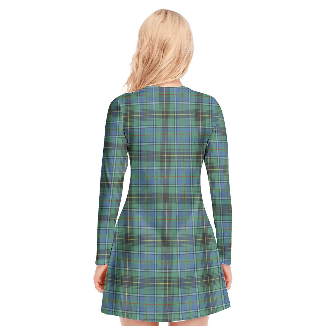 MacInnes Ancient Tartan Crest V-neck Long Sleeve Dress