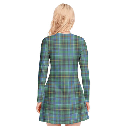 MacInnes Ancient Tartan Crest V-neck Long Sleeve Dress