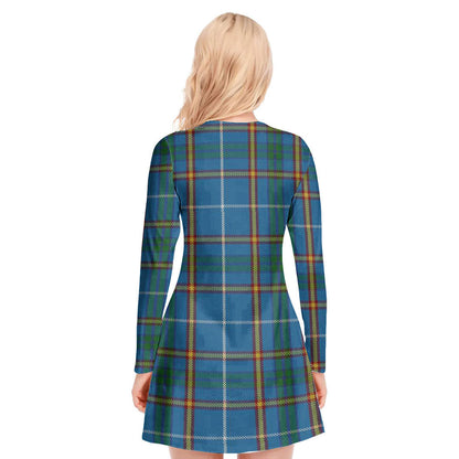 Bain Tartan Crest V-neck Long Sleeve Dress