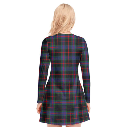 Nairn Tartan Crest V-neck Long Sleeve Dress