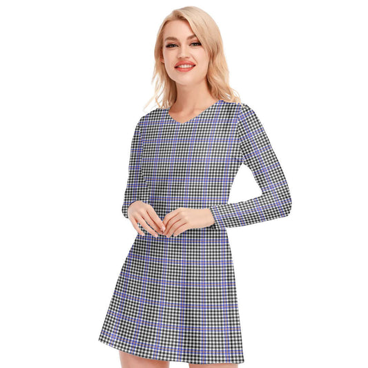 Sir Walter Scott Tartan Plaid V-neck Long Sleeve Dress