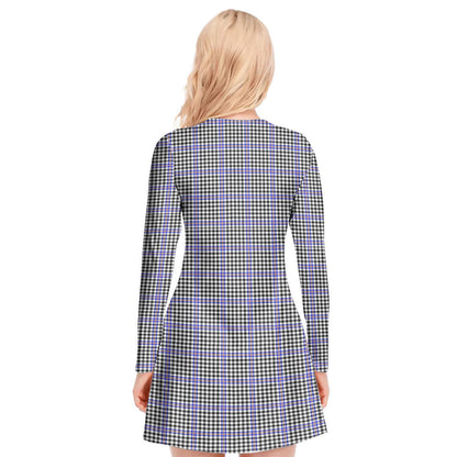 Sir Walter Scott Tartan Plaid V-neck Long Sleeve Dress