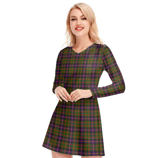 Cochrane Modern Tartan Plaid V-neck Long Sleeve Dress