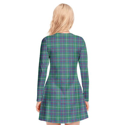 Inglis Ancient Tartan Crest V-neck Long Sleeve Dress