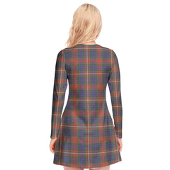 Fraser Hunting Modern Tartan Plaid V-neck Long Sleeve Dress