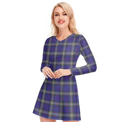 Kinnaird Tartan Plaid V-neck Long Sleeve Dress