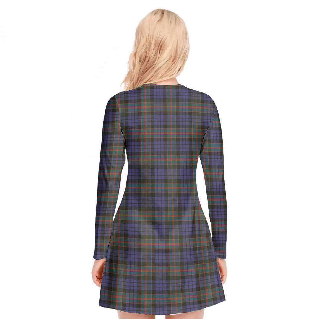 Fletcher of Dunans Tartan Crest V-neck Long Sleeve Dress