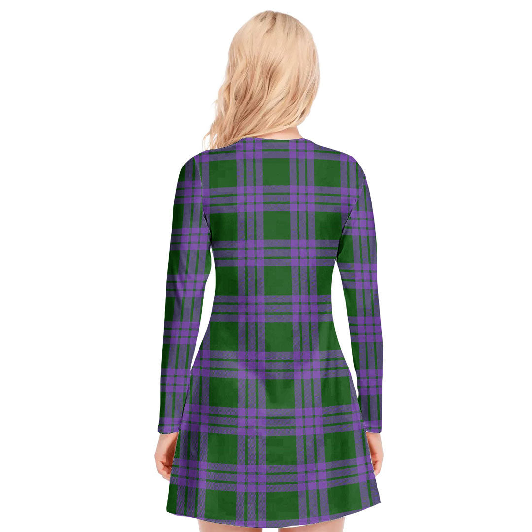 Elphinstone Tartan Plaid V-neck Long Sleeve Dress