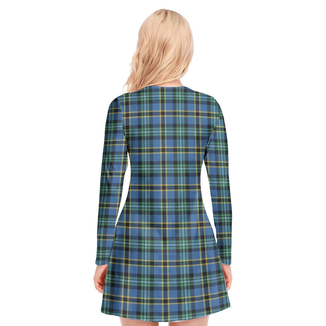 Weir Ancient Tartan Crest V-neck Long Sleeve Dress