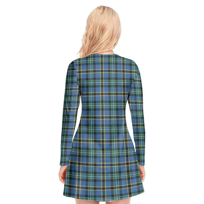 Weir Ancient Tartan Crest V-neck Long Sleeve Dress