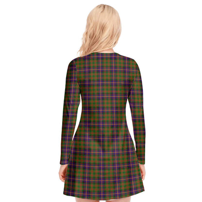 Cochrane Modern Tartan Plaid V-neck Long Sleeve Dress