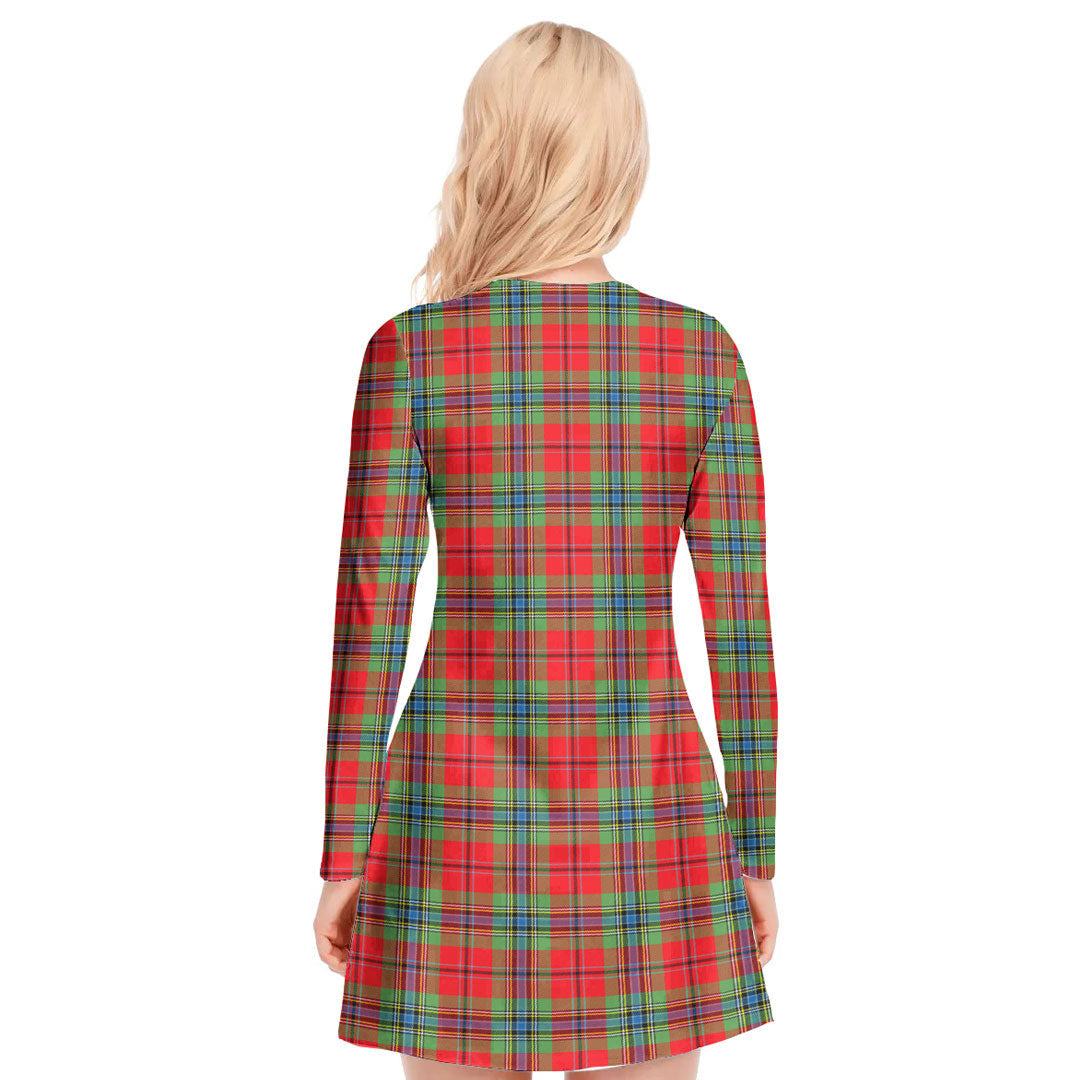 MacLean of Duart Modern Tartan Plaid V-neck Long Sleeve Dress