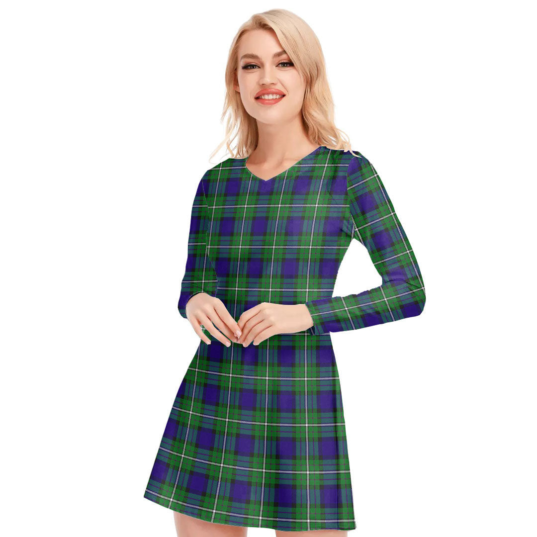 Alexander Tartan Plaid V-neck Long Sleeve Dress