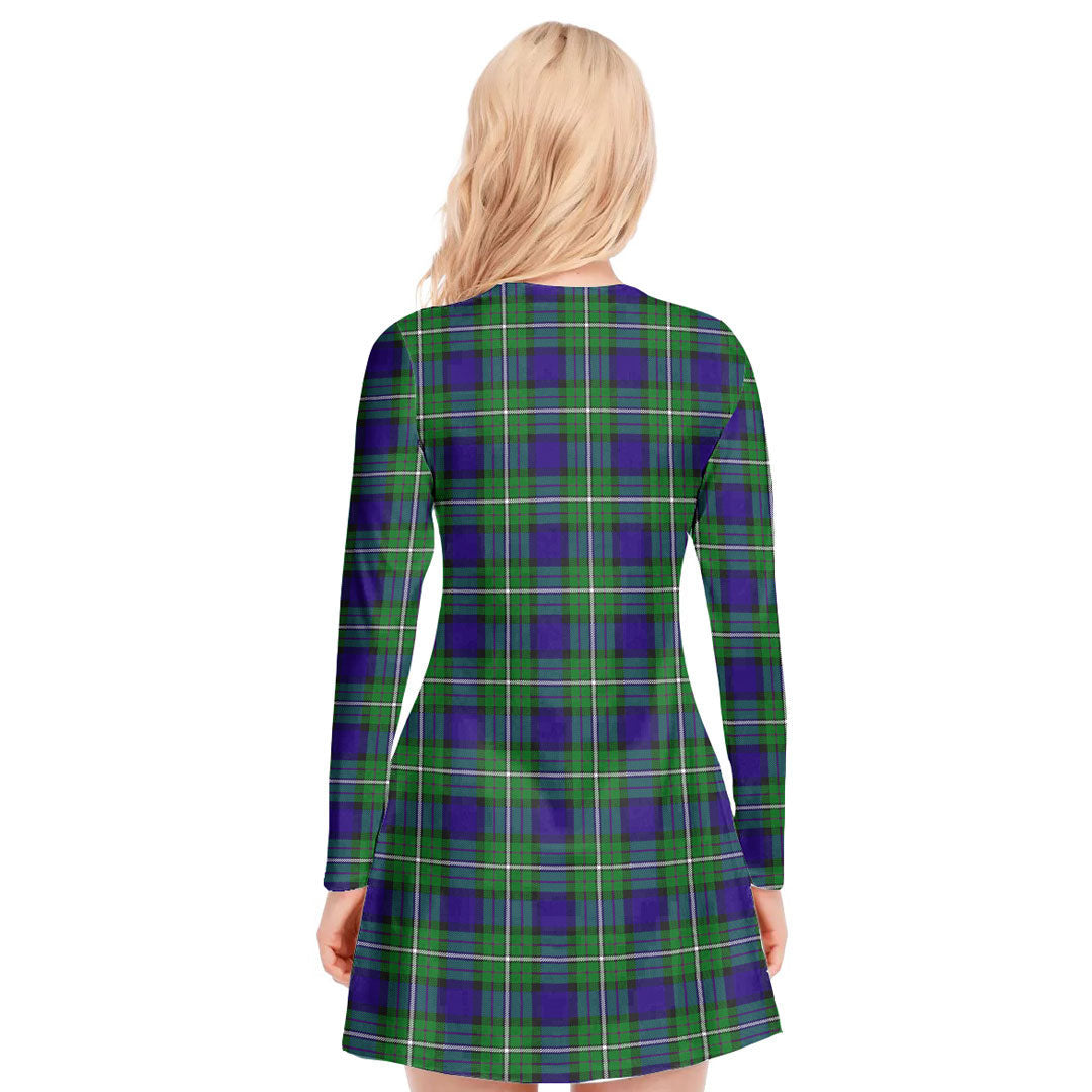 Alexander Tartan Plaid V-neck Long Sleeve Dress