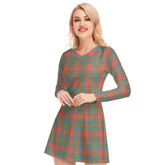 MacKintosh Ancient Tartan Plaid V-neck Long Sleeve Dress