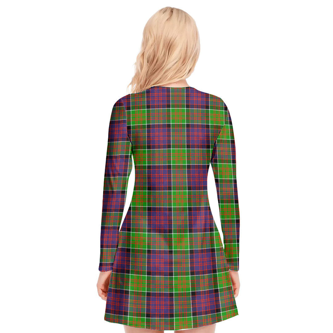 MacDonald of Clanranald Tartan Plaid V-neck Long Sleeve Dress