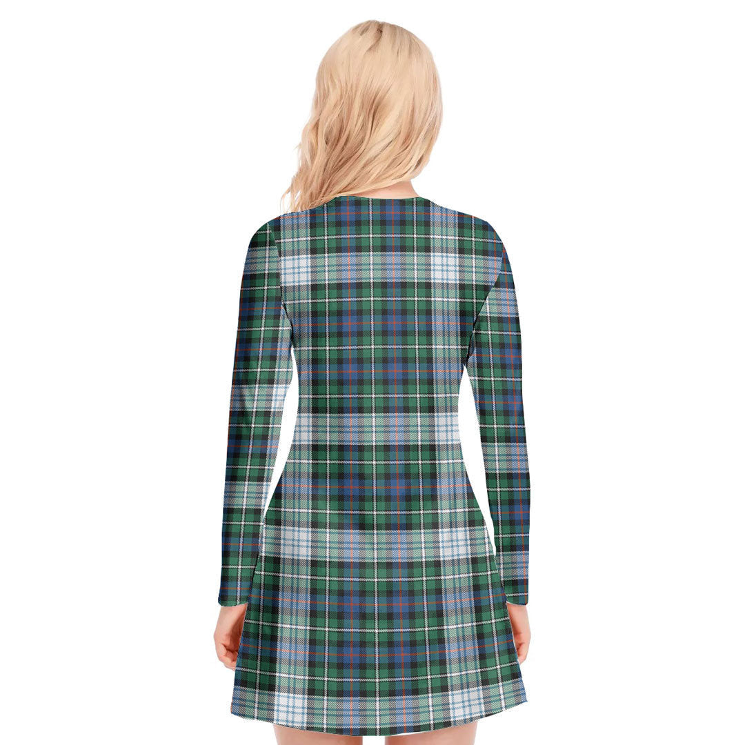 MacKenzie Dress Ancient Tartan Crest V-neck Long Sleeve Dress